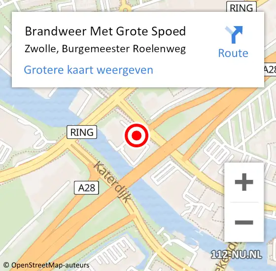 Locatie op kaart van de 112 melding: Brandweer Met Grote Spoed Naar Zwolle, Burgemeester Roelenweg op 8 maart 2024 17:30