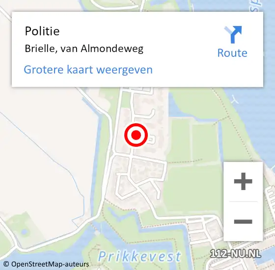 Locatie op kaart van de 112 melding: Politie Brielle, van Almondeweg op 8 maart 2024 17:43
