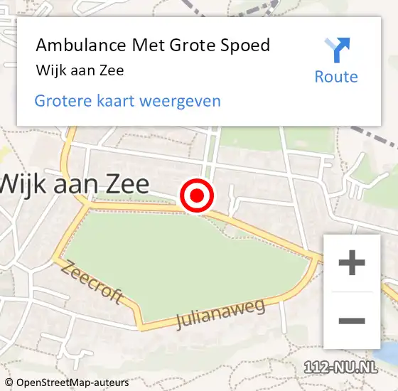 Locatie op kaart van de 112 melding: Ambulance Met Grote Spoed Naar Wijk aan Zee op 8 maart 2024 17:46