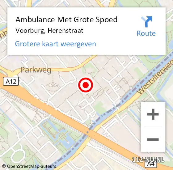 Locatie op kaart van de 112 melding: Ambulance Met Grote Spoed Naar Voorburg, Herenstraat op 8 maart 2024 17:55