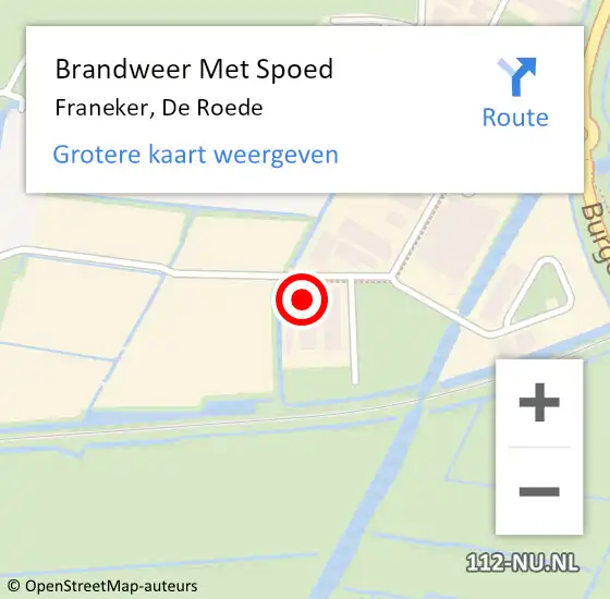 Locatie op kaart van de 112 melding: Brandweer Met Spoed Naar Franeker, De Roede op 8 maart 2024 18:18