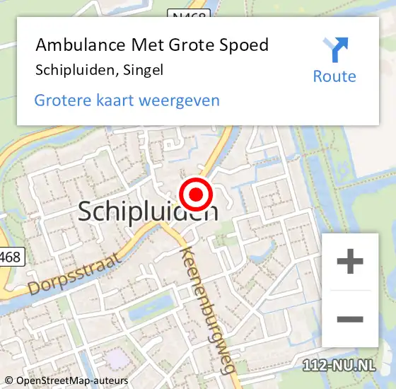 Locatie op kaart van de 112 melding: Ambulance Met Grote Spoed Naar Schipluiden, Singel op 28 september 2014 14:17