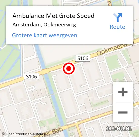 Locatie op kaart van de 112 melding: Ambulance Met Grote Spoed Naar Amsterdam, Ookmeerweg op 8 maart 2024 18:56