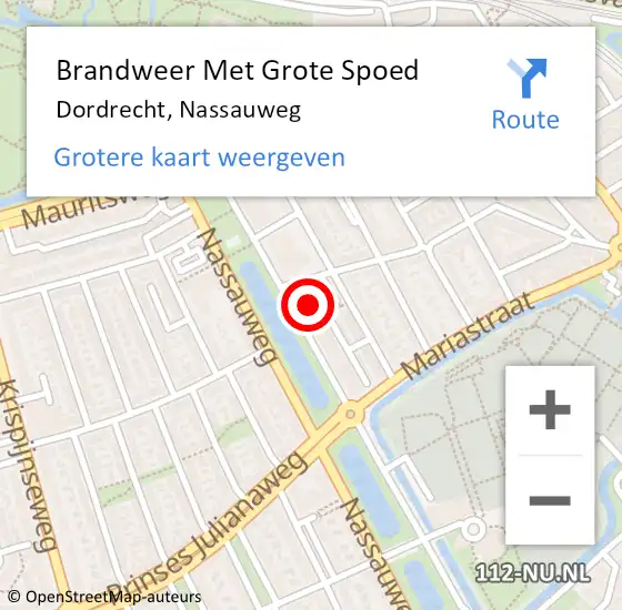 Locatie op kaart van de 112 melding: Brandweer Met Grote Spoed Naar Dordrecht, Nassauweg op 8 maart 2024 18:59