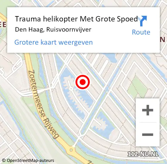 Locatie op kaart van de 112 melding: Trauma helikopter Met Grote Spoed Naar Den Haag, Ruisvoornvijver op 8 maart 2024 19:10