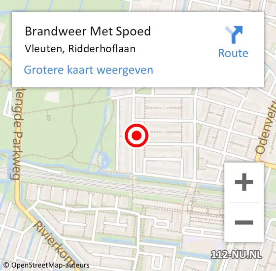 Locatie op kaart van de 112 melding: Brandweer Met Spoed Naar Vleuten, Ridderhoflaan op 8 maart 2024 19:29