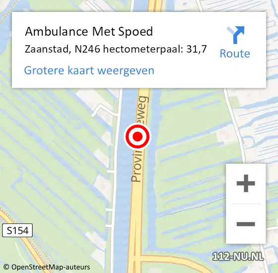 Locatie op kaart van de 112 melding: Ambulance Met Spoed Naar Zaanstad, N246 hectometerpaal: 31,7 op 8 maart 2024 19:36