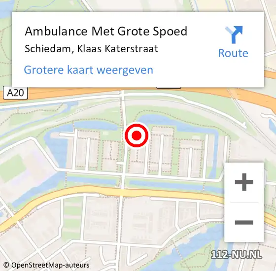 Locatie op kaart van de 112 melding: Ambulance Met Grote Spoed Naar Schiedam, Klaas Katerstraat op 8 maart 2024 19:47