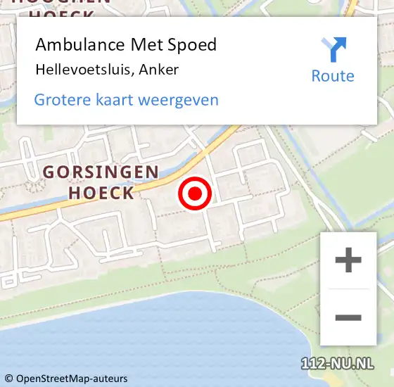 Locatie op kaart van de 112 melding: Ambulance Met Spoed Naar Hellevoetsluis, Anker op 8 maart 2024 19:50