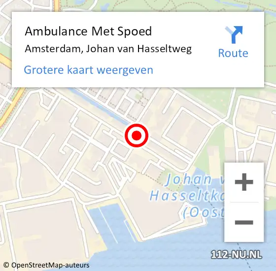 Locatie op kaart van de 112 melding: Ambulance Met Spoed Naar Amsterdam, Johan van Hasseltweg op 8 maart 2024 19:58