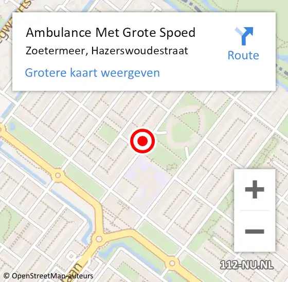 Locatie op kaart van de 112 melding: Ambulance Met Grote Spoed Naar Zoetermeer, Hazerswoudestraat op 8 maart 2024 20:01