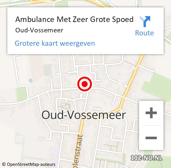 Locatie op kaart van de 112 melding: Ambulance Met Zeer Grote Spoed Naar Oud-Vossemeer op 8 maart 2024 20:38