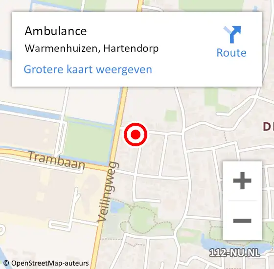 Locatie op kaart van de 112 melding: Ambulance Warmenhuizen, Hartendorp op 8 maart 2024 20:42
