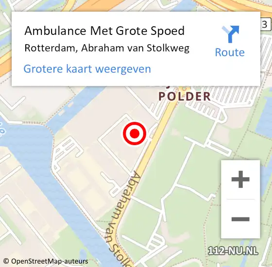 Locatie op kaart van de 112 melding: Ambulance Met Grote Spoed Naar Rotterdam, Abraham van Stolkweg op 8 maart 2024 20:44