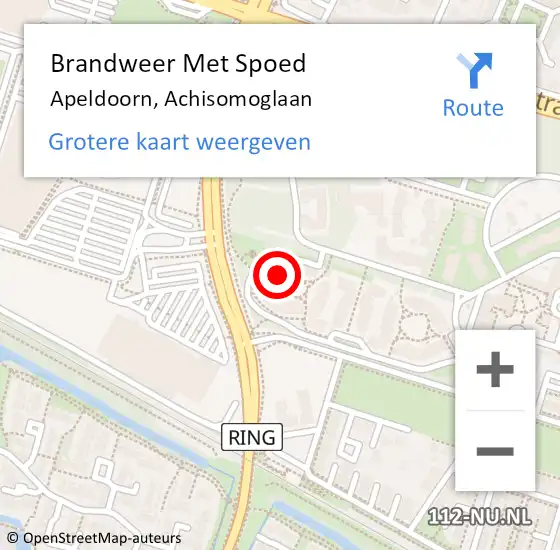 Locatie op kaart van de 112 melding: Brandweer Met Spoed Naar Apeldoorn, Achisomoglaan op 8 maart 2024 20:50
