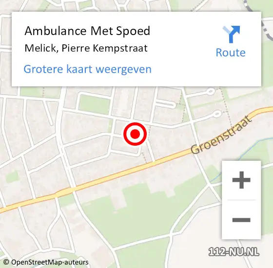 Locatie op kaart van de 112 melding: Ambulance Met Spoed Naar Melick, Pierre Kempstraat op 8 maart 2024 21:24