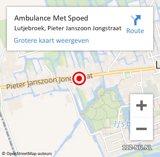 Locatie op kaart van de 112 melding: Ambulance Met Spoed Naar Lutjebroek, Pieter Janszoon Jongstraat op 8 maart 2024 21:40
