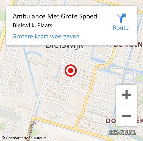 Locatie op kaart van de 112 melding: Ambulance Met Grote Spoed Naar Bleiswijk, Plaats op 8 maart 2024 21:52