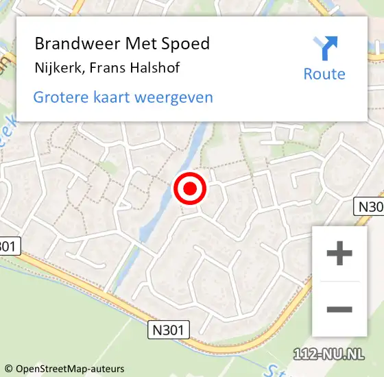 Locatie op kaart van de 112 melding: Brandweer Met Spoed Naar Nijkerk, Frans Halshof op 8 maart 2024 21:56