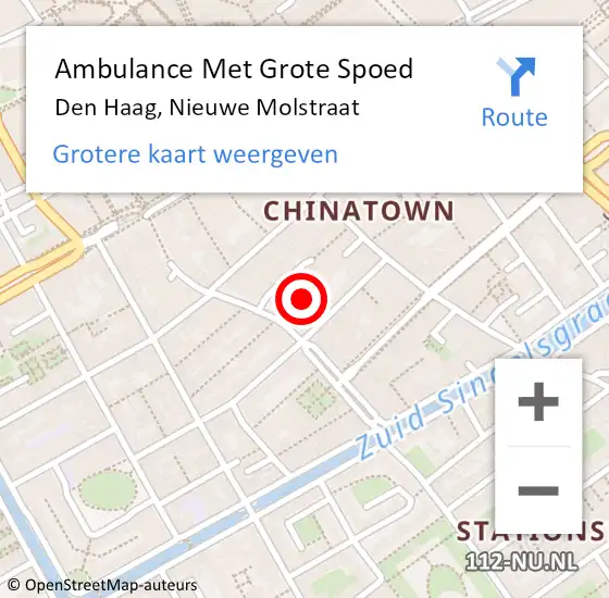 Locatie op kaart van de 112 melding: Ambulance Met Grote Spoed Naar Den Haag, Nieuwe Molstraat op 8 maart 2024 22:09