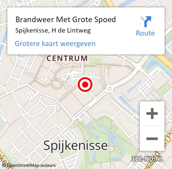 Locatie op kaart van de 112 melding: Brandweer Met Grote Spoed Naar Spijkenisse, H de Lintweg op 8 maart 2024 22:26