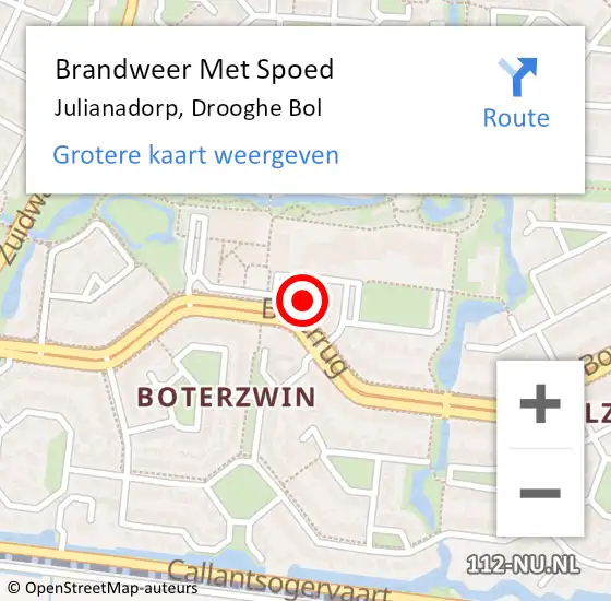 Locatie op kaart van de 112 melding: Brandweer Met Spoed Naar Julianadorp, Drooghe Bol op 8 maart 2024 23:09