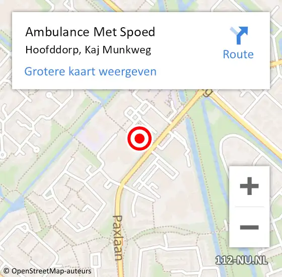 Locatie op kaart van de 112 melding: Ambulance Met Spoed Naar Hoofddorp, Kaj Munkweg op 8 maart 2024 23:25