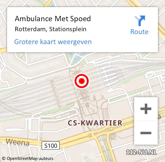 Locatie op kaart van de 112 melding: Ambulance Met Spoed Naar Rotterdam, Stationsplein op 8 maart 2024 23:40