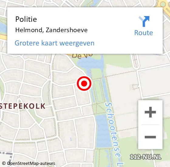 Locatie op kaart van de 112 melding: Politie Helmond, Zandershoeve op 9 maart 2024 00:17