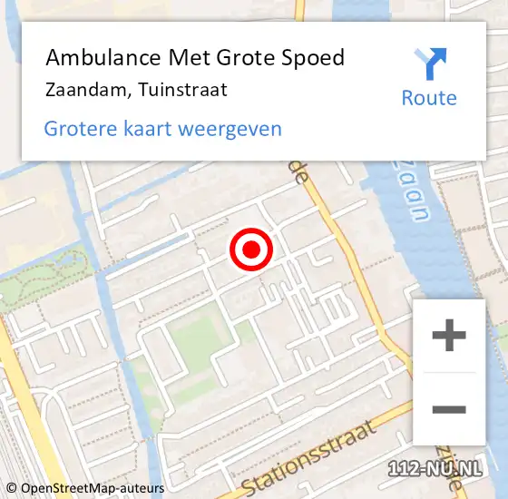 Locatie op kaart van de 112 melding: Ambulance Met Grote Spoed Naar Zaandam, Tuinstraat op 9 maart 2024 00:18