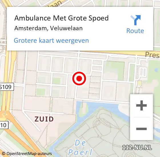 Locatie op kaart van de 112 melding: Ambulance Met Grote Spoed Naar Amsterdam, Veluwelaan op 9 maart 2024 00:32