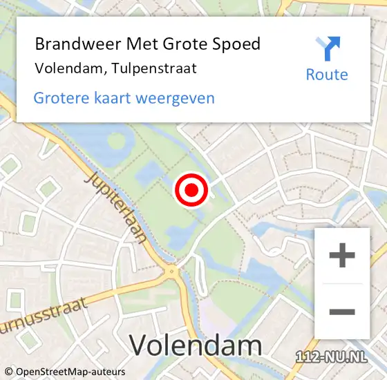 Locatie op kaart van de 112 melding: Brandweer Met Grote Spoed Naar Volendam, Tulpenstraat op 9 maart 2024 00:51