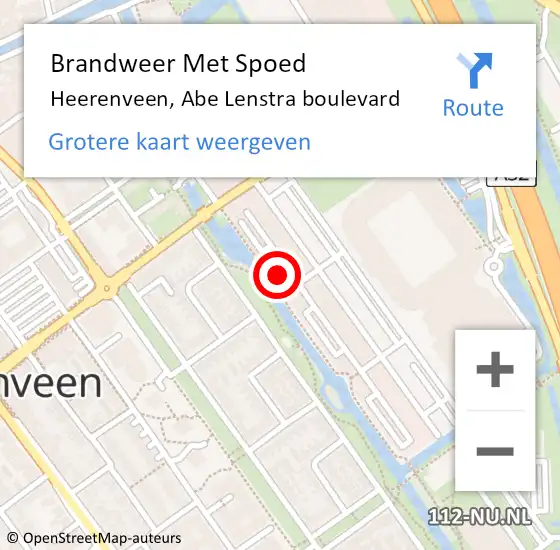Locatie op kaart van de 112 melding: Brandweer Met Spoed Naar Heerenveen, Abe Lenstra boulevard op 9 maart 2024 01:18