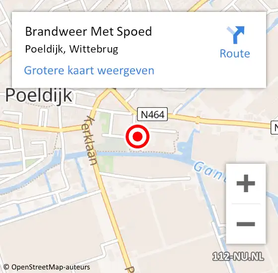 Locatie op kaart van de 112 melding: Brandweer Met Spoed Naar Poeldijk, Wittebrug op 9 maart 2024 02:09