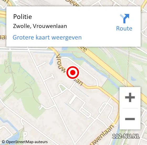 Locatie op kaart van de 112 melding: Politie Zwolle, Vrouwenlaan op 9 maart 2024 02:18