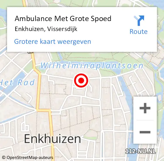Locatie op kaart van de 112 melding: Ambulance Met Grote Spoed Naar Enkhuizen, Vissersdijk op 9 maart 2024 02:30