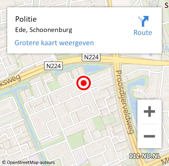 Locatie op kaart van de 112 melding: Politie Ede, Schoonenburg op 9 maart 2024 03:34