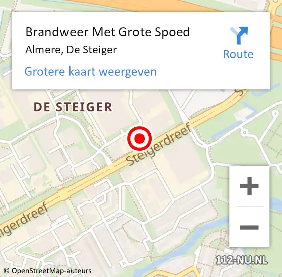 Locatie op kaart van de 112 melding: Brandweer Met Grote Spoed Naar Almere, De Steiger op 9 maart 2024 03:51