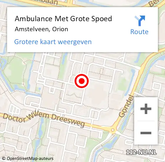 Locatie op kaart van de 112 melding: Ambulance Met Grote Spoed Naar Amstelveen, Orion op 9 maart 2024 05:33