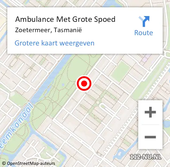 Locatie op kaart van de 112 melding: Ambulance Met Grote Spoed Naar Zoetermeer, Tasmanië op 9 maart 2024 05:44