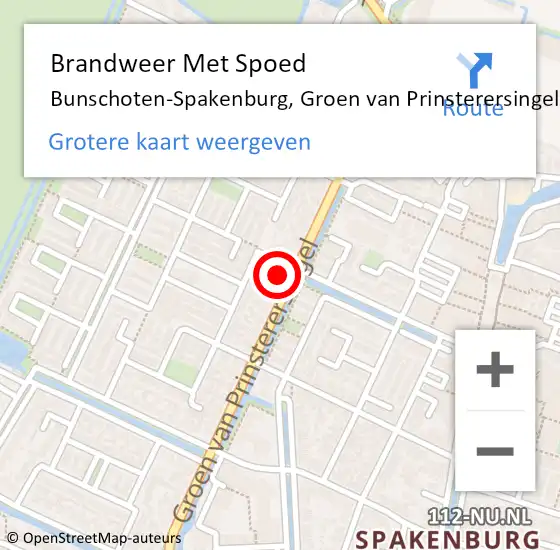 Locatie op kaart van de 112 melding: Brandweer Met Spoed Naar Bunschoten-Spakenburg, Groen van Prinsterersingel op 9 maart 2024 06:44