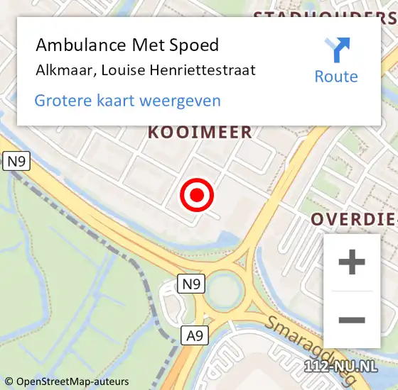 Locatie op kaart van de 112 melding: Ambulance Met Spoed Naar Alkmaar, Louise Henriettestraat op 9 maart 2024 06:49
