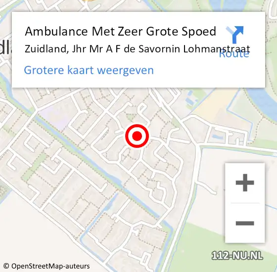 Locatie op kaart van de 112 melding: Ambulance Met Zeer Grote Spoed Naar Zuidland, Jhr Mr A F de Savornin Lohmanstraat op 9 maart 2024 07:08