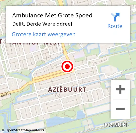Locatie op kaart van de 112 melding: Ambulance Met Grote Spoed Naar Delft, Derde Werelddreef op 9 maart 2024 07:17