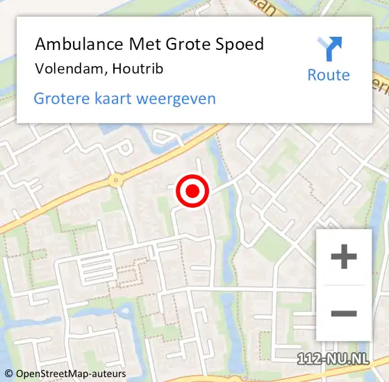 Locatie op kaart van de 112 melding: Ambulance Met Grote Spoed Naar Volendam, Houtrib op 9 maart 2024 07:46