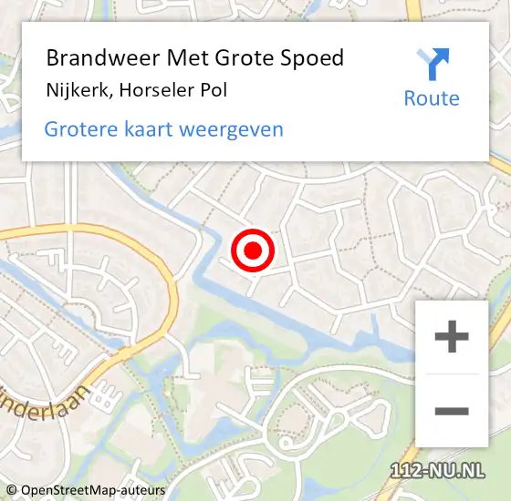 Locatie op kaart van de 112 melding: Brandweer Met Grote Spoed Naar Nijkerk, Horseler Pol op 9 maart 2024 08:04