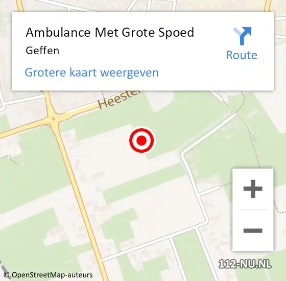Locatie op kaart van de 112 melding: Ambulance Met Grote Spoed Naar Geffen op 9 maart 2024 08:28