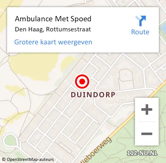 Locatie op kaart van de 112 melding: Ambulance Met Spoed Naar Den Haag, Rottumsestraat op 9 maart 2024 08:44