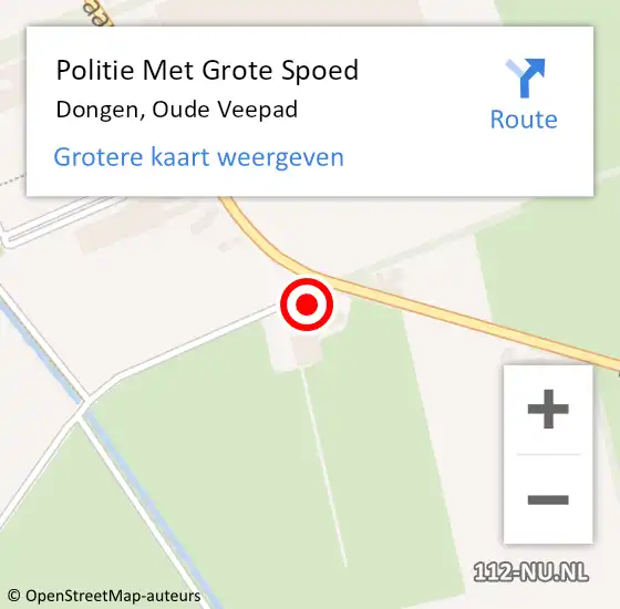 Locatie op kaart van de 112 melding: Politie Met Grote Spoed Naar Dongen, Oude Veepad op 9 maart 2024 08:48