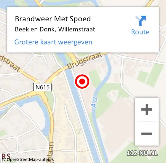 Locatie op kaart van de 112 melding: Brandweer Met Spoed Naar Beek en Donk, Willemstraat op 9 maart 2024 08:50